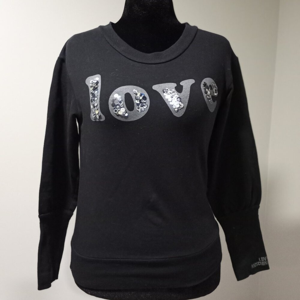 LOVE MOSCHINO BLACK LONG SLEEVE JERSEY WOMEN US SIZE 6 | UK SIZE 10